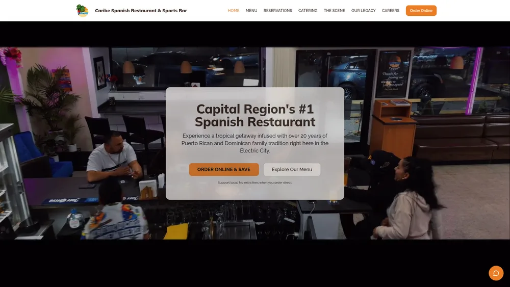Caribe Spanish Restaurant & Sports Bar website screenshot
