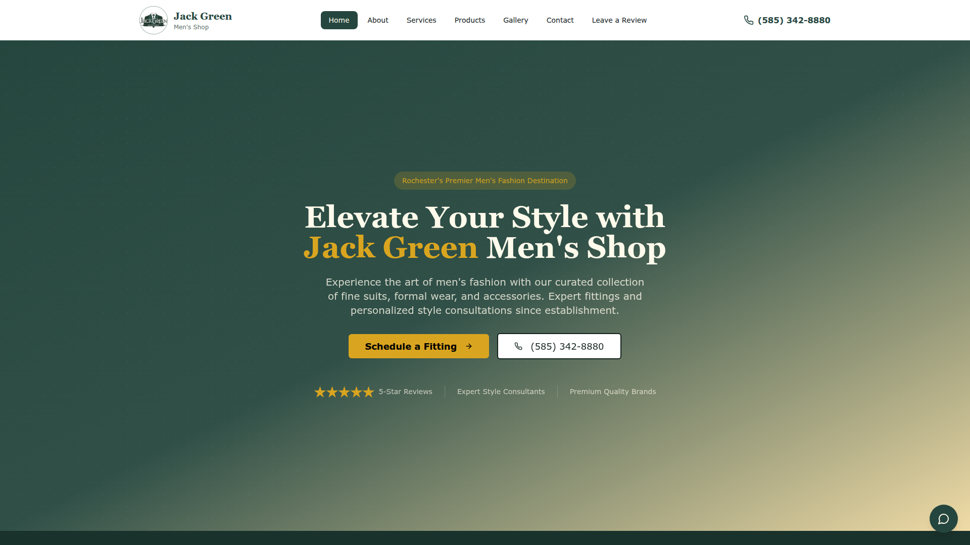 Jack Green Men's Shop website screenshot