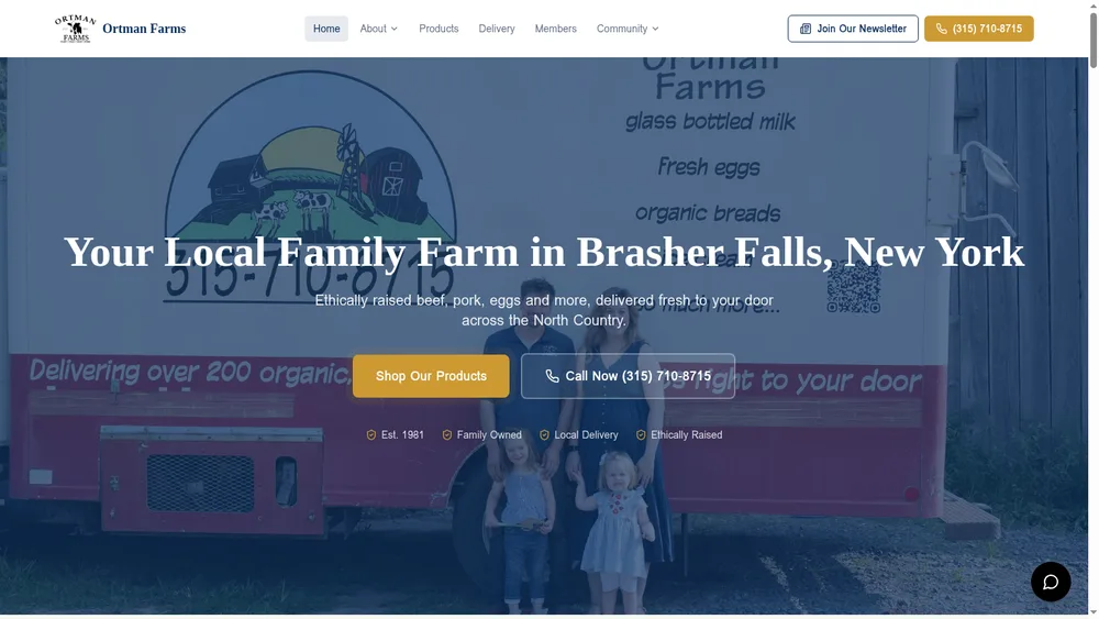 Ortman Farms website screenshot