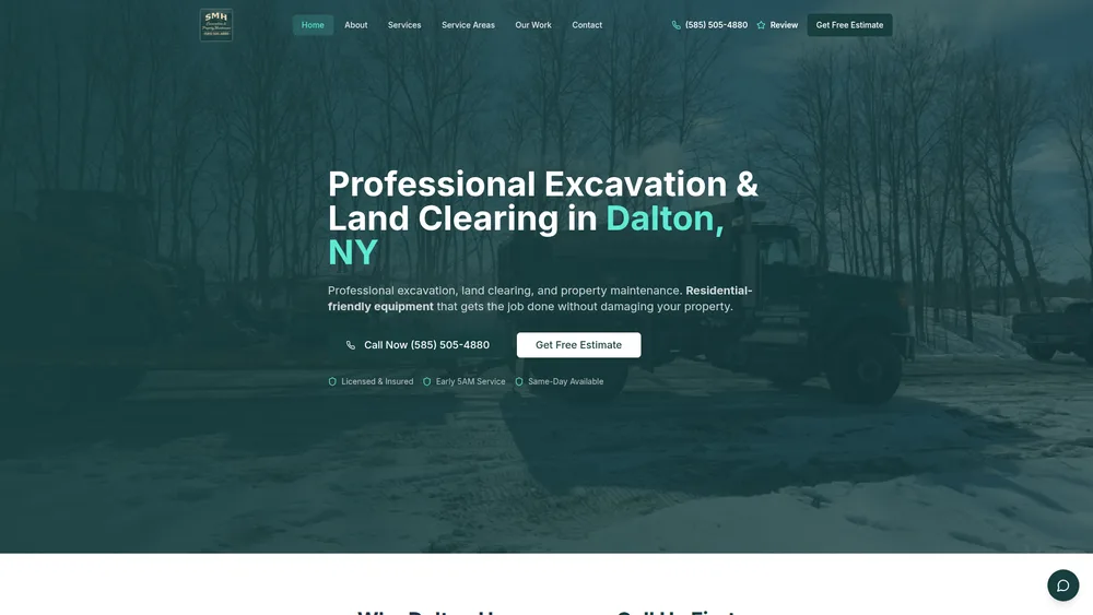 SMH Excavation & Property Maintenance website screenshot