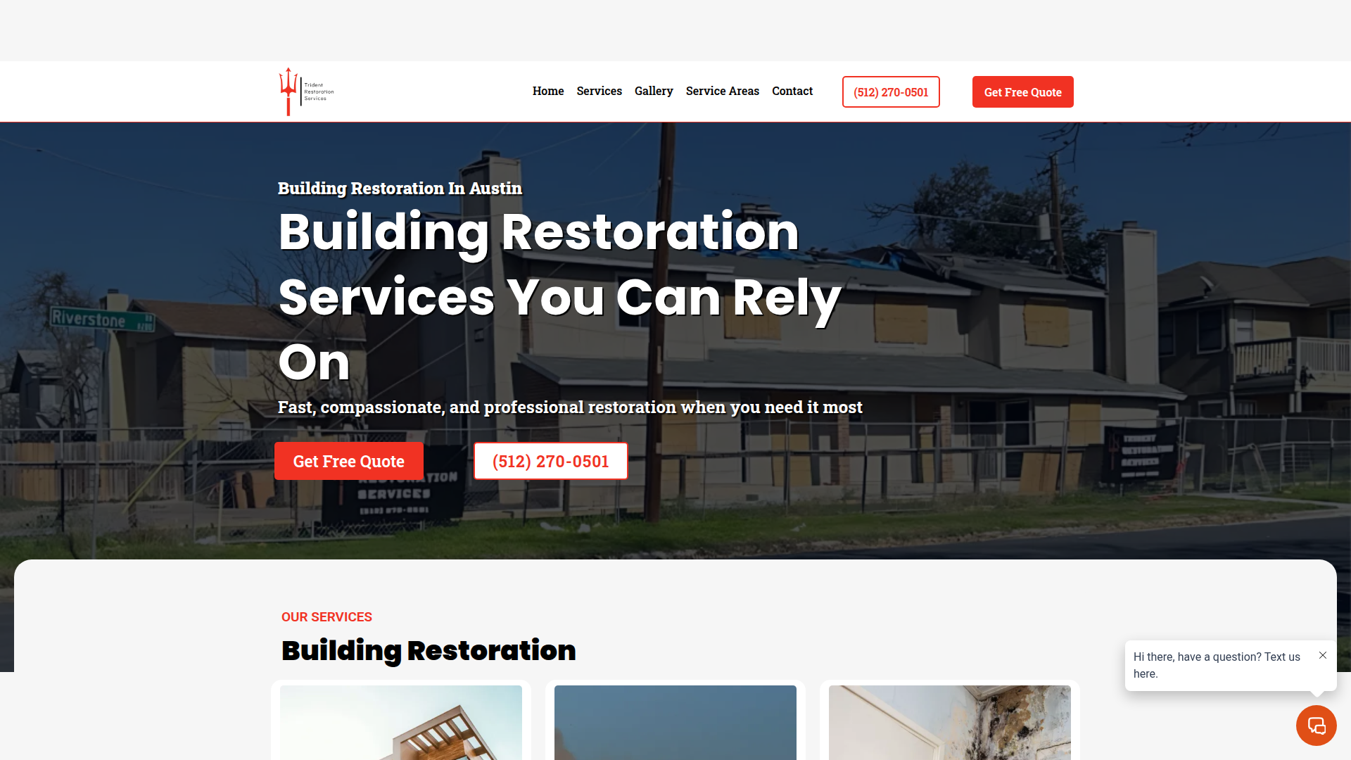 Trident Restoration Services website screenshot
